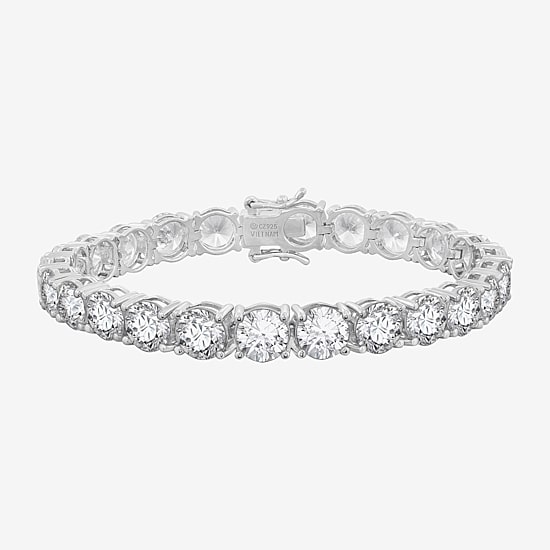 Diamonart Womens Cubic Zirconia Sterling Silver Round 7.25 Inch Tennis Bracelet