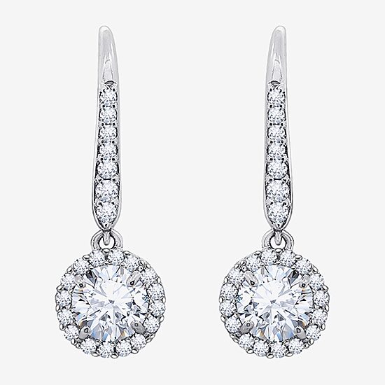 Diamonart Womens Cubic Zirconia Sterling Silver Round Drop Earrings