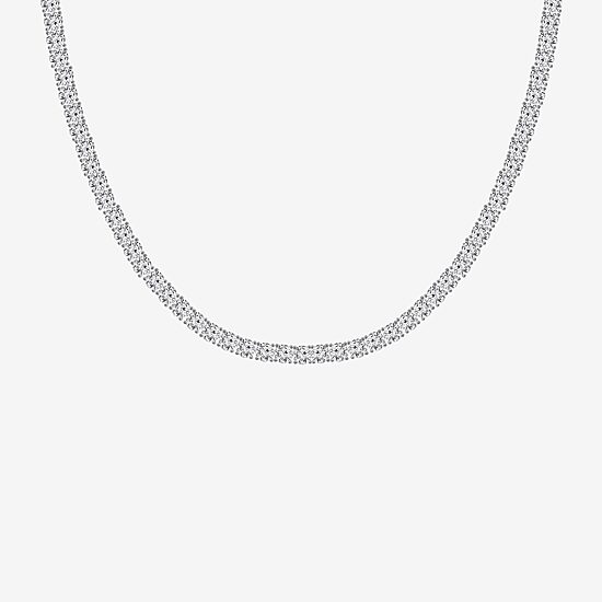 Diamonart Womens White Cubic Zirconia Sterling Silver 17 Inch Tennis Necklace