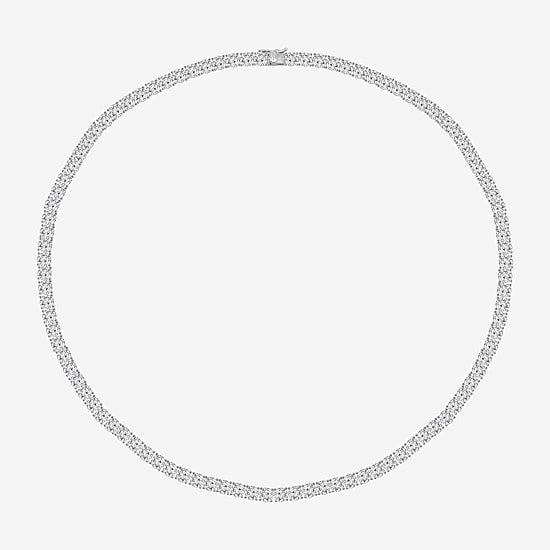 Diamonart Womens White Cubic Zirconia Sterling Silver 17 Inch Tennis Necklace