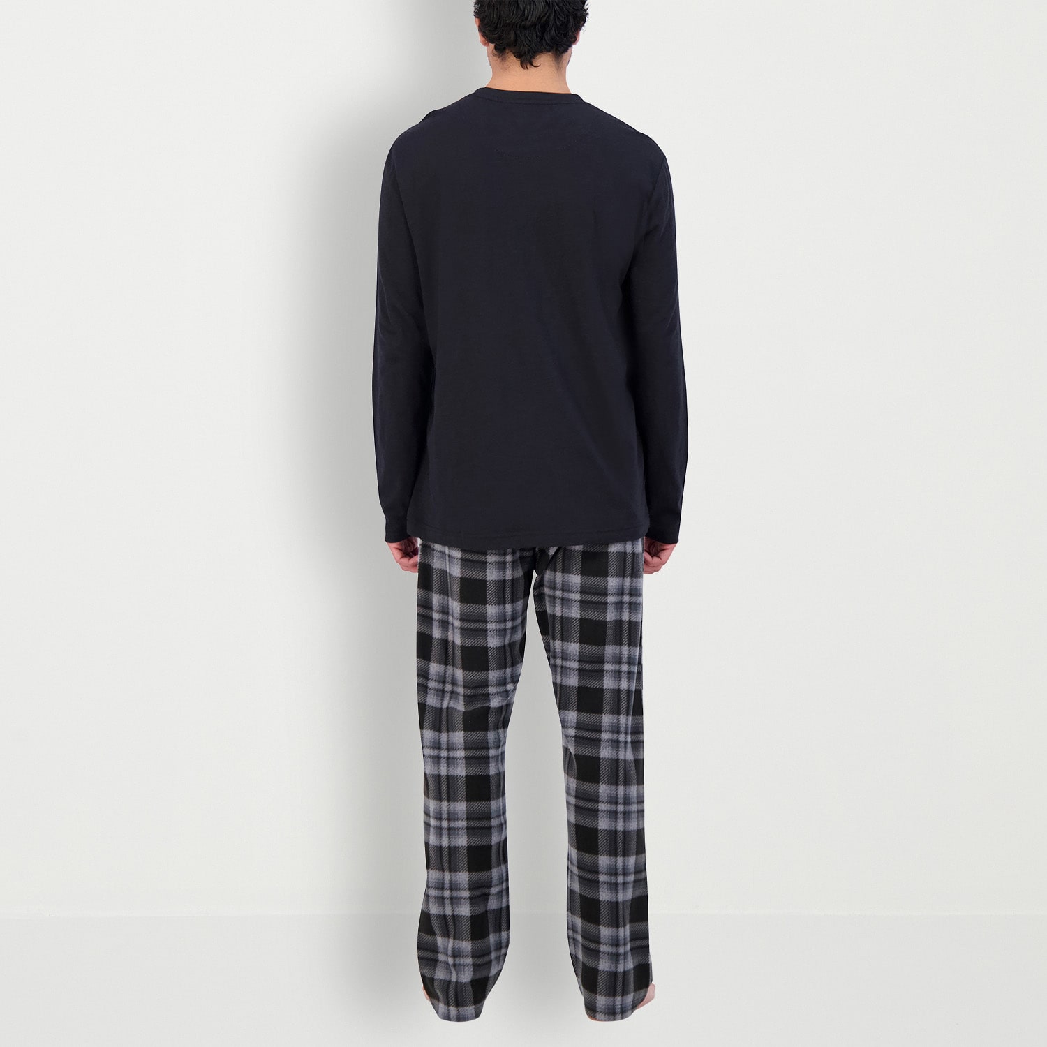 Hanes Mens Crew Neck Long Sleeve 2-pc. Pajama Set