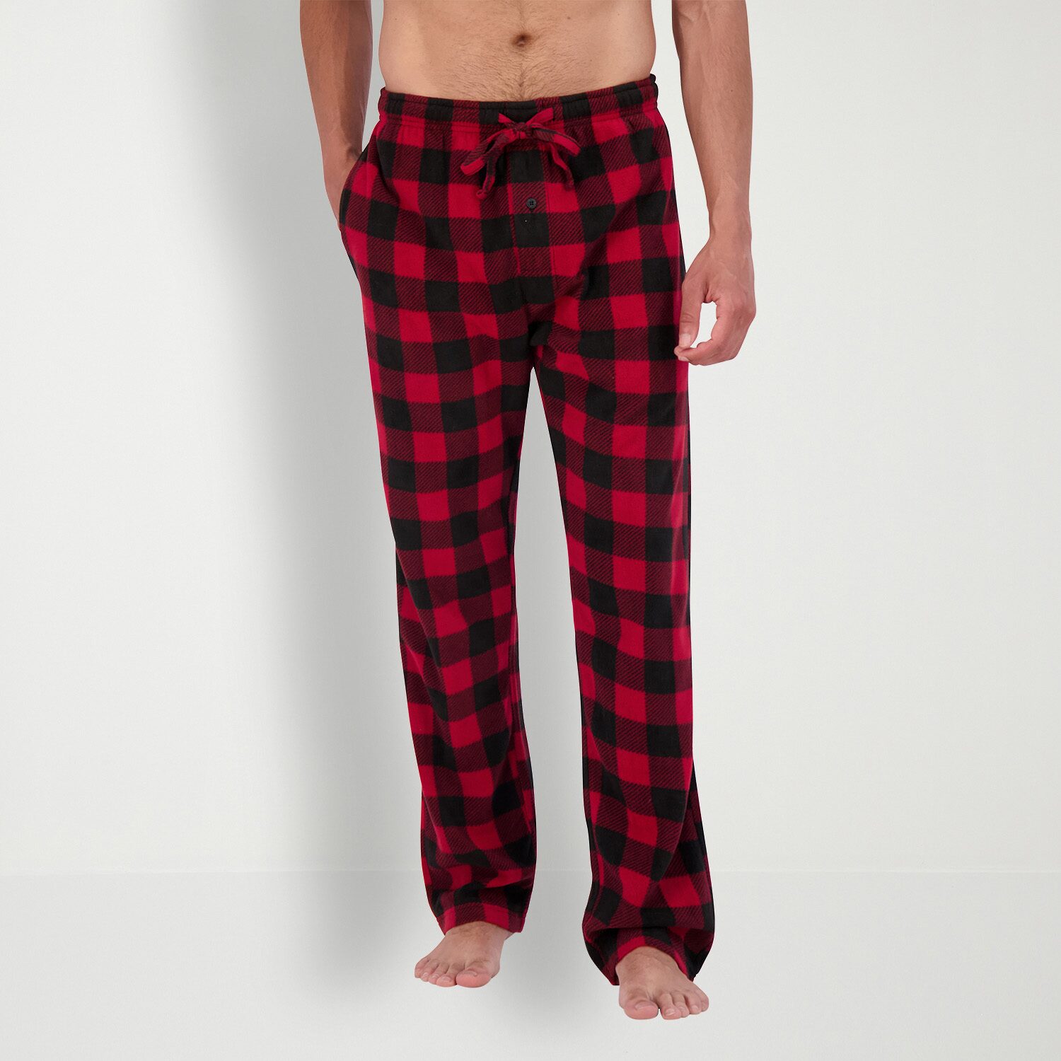 Hanes Mens Fleece Crew Neck Long Sleeve 2-pc. Pajama Set