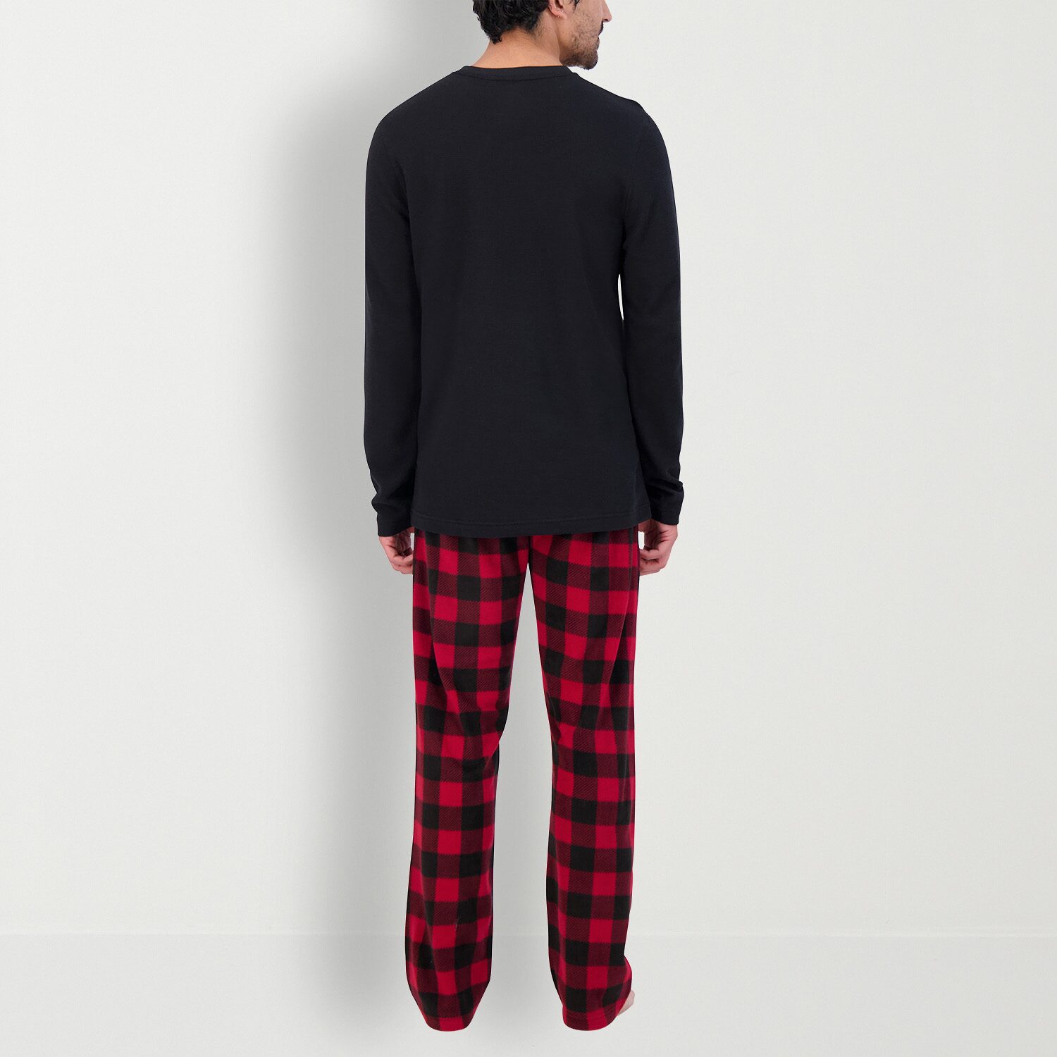 Hanes Mens Fleece Crew Neck Long Sleeve 2-pc. Pajama Set