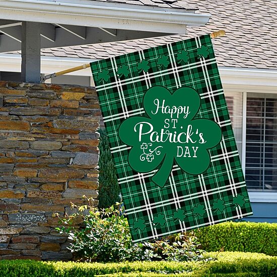 28In X 40In Happy St. Patrick's Day Plaid Garden Flags