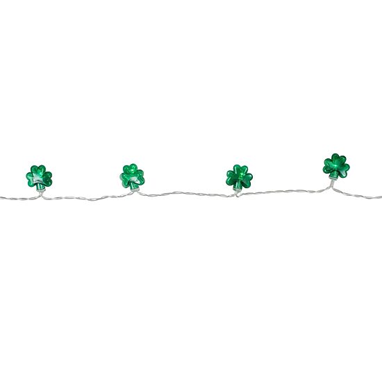Northlight 20-Count 7ft Green Led Mini St Patrick'S Day Shamrock Clear Wire String Lights