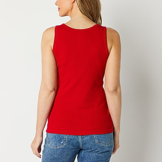 St. John's Bay Womens Scoop Neck Sleeveless Tank Top