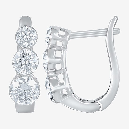 Floating Diamonds (F / Vs2) Womens 2 CT. T.W. Lab Grown White Diamond 14K Gold 16.1mm Hoop Earrings