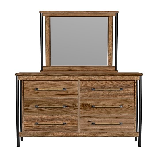 Norcross 6 Drawer Dresser+Mirror in Hickory