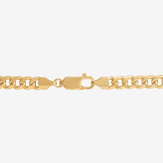 Mens 14K Gold 8 Inch Semisolid Cuban Circle Chain Bracelet