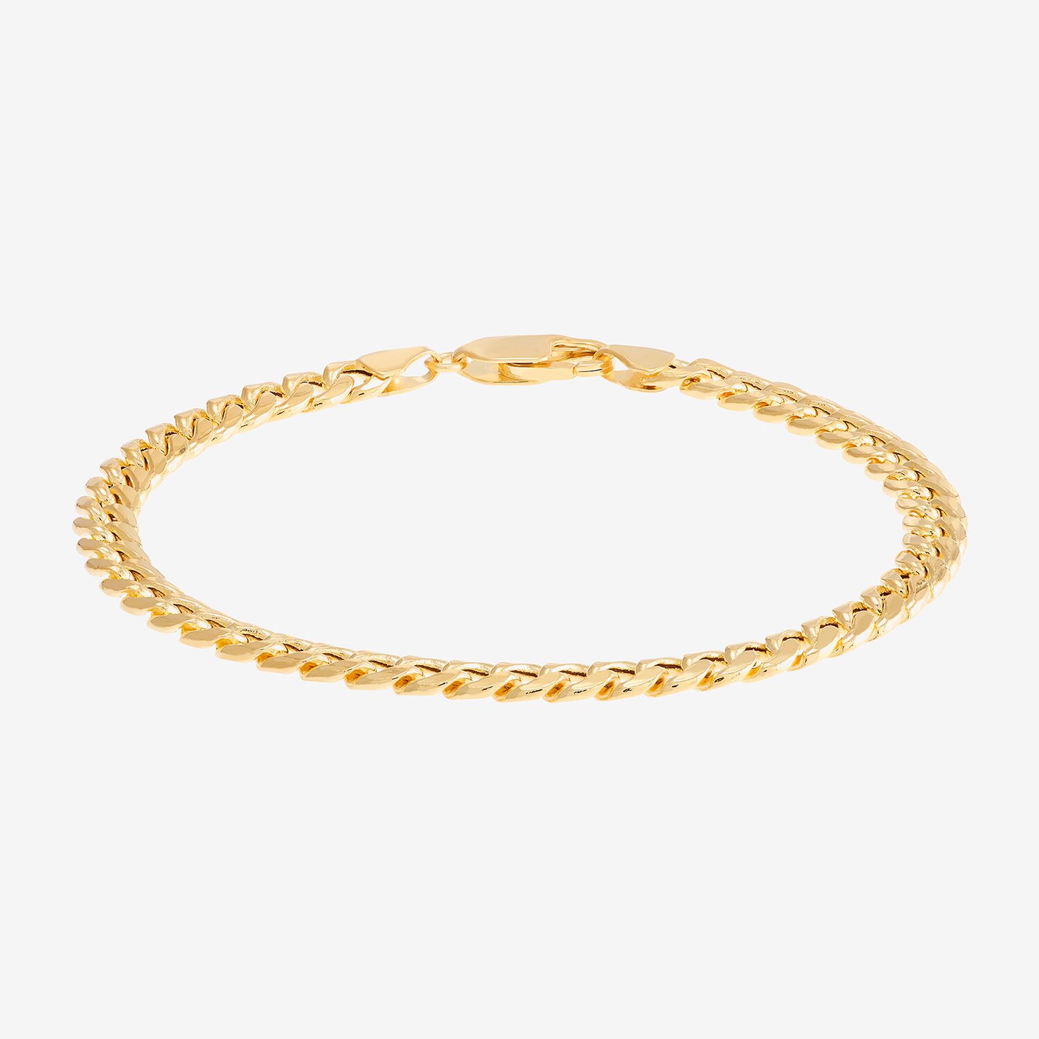 Mens 14K Gold 8 Inch Semisolid Cuban Circle Chain Bracelet