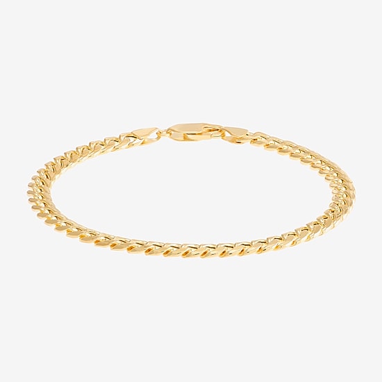 Mens 14K Gold 8 Inch Semisolid Cuban Circle Chain Bracelet