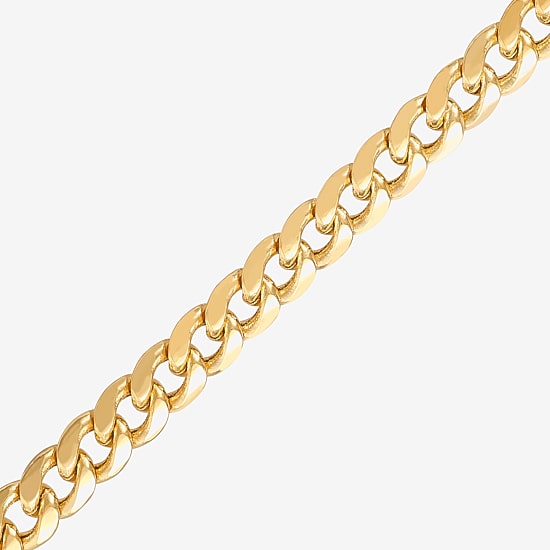 Mens 14K Gold 8 Inch Semisolid Cuban Circle Chain Bracelet