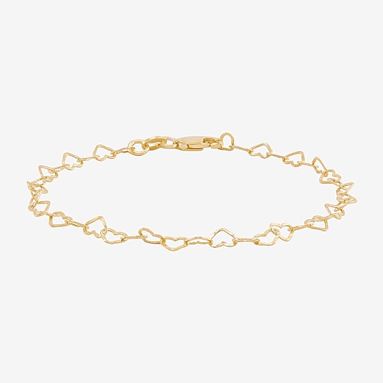 Made in Italy Womens 24K Gold Over Silver 7.5 Inch Solid Link Chain Bracelet