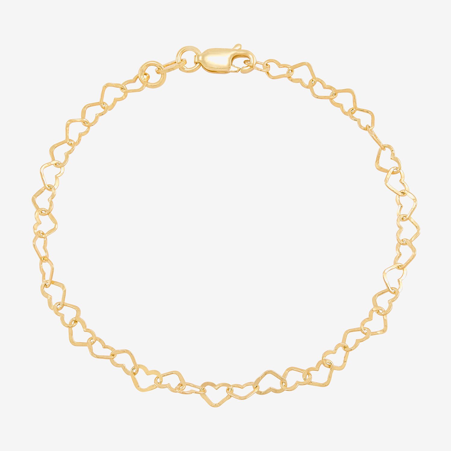 Made in Italy Womens 24K Gold Over Silver 7.5 Inch Solid Link Chain Bracelet