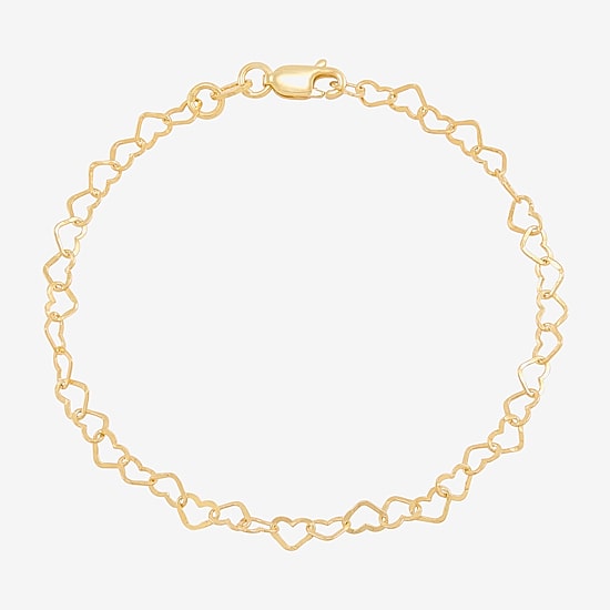 Made in Italy Womens 24K Gold Over Silver 7.5 Inch Solid Link Chain Bracelet
