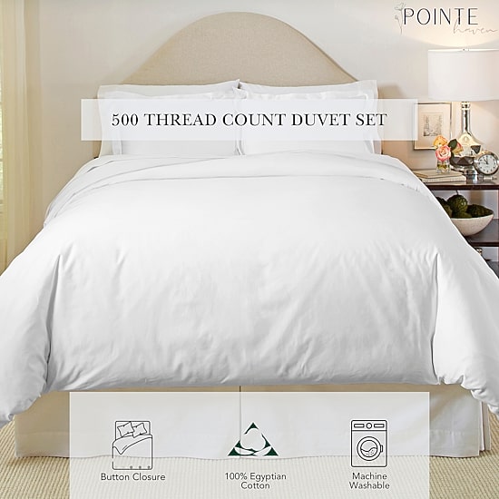 Pointehaven Long Staple Cotton Soft Sateen 3-pc. Duvet Cover Set