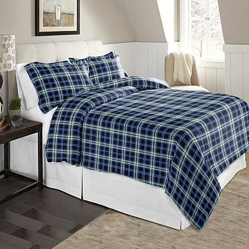 Pointehaven Ashby Plaid Superior Weight Cotton Flannel Duvet Cover Set, King/California King - Ashby Plai