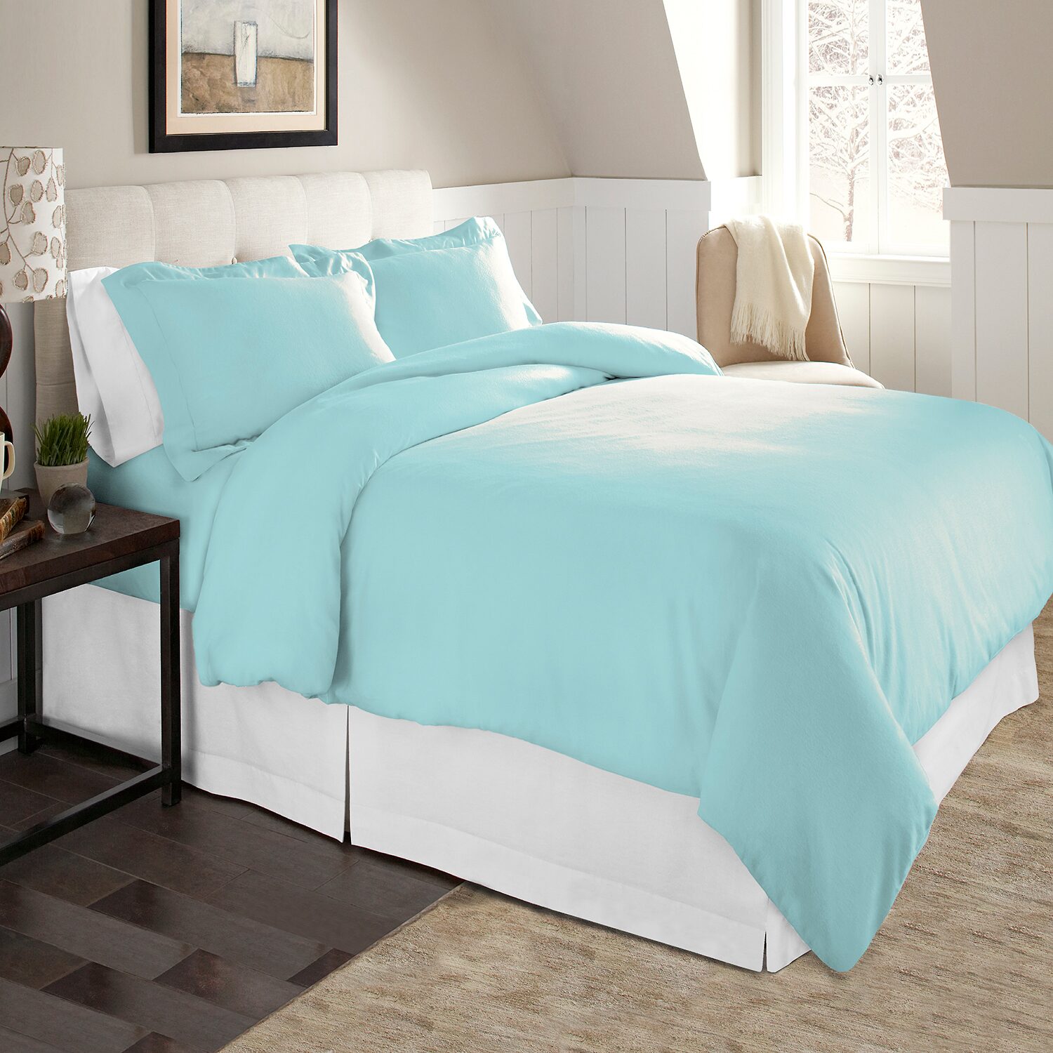 Pointehaven Printed Or Solid Cotton Duvet Cover Set