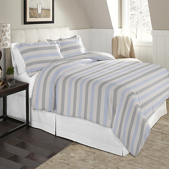 Pointehaven Printed Or Solid Cotton Duvet Cover Set