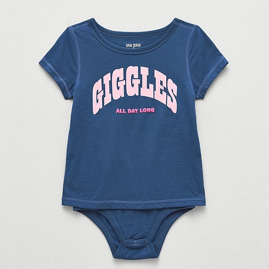 Okie Dokie Toddler Girls Hidden Access Opening Adaptive Round Neck Short Sleeve Bodysuit
