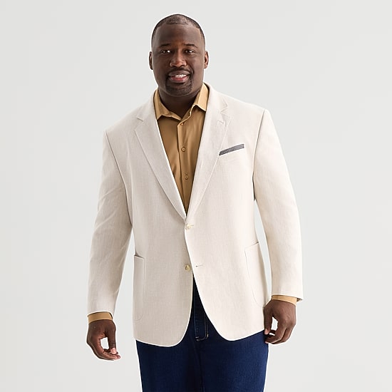 Stafford Linen Cotton Mens Big and Tall Classic Fit Linen Sport Coat