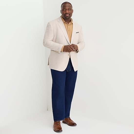 Stafford Linen Cotton Mens Big and Tall Classic Fit Linen Sport Coat