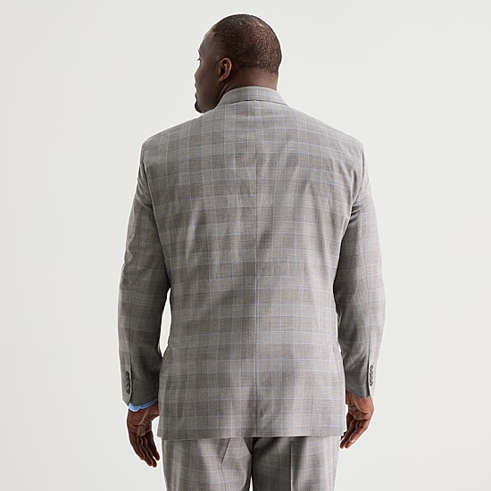 Stafford Coolmax All Season Ecomade Mens Big and Tall Classic Fit Plaid Suit Jacket