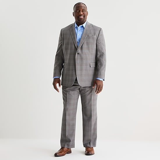 Stafford Coolmax All Season Ecomade Mens Big and Tall Classic Fit Plaid Suit Jacket