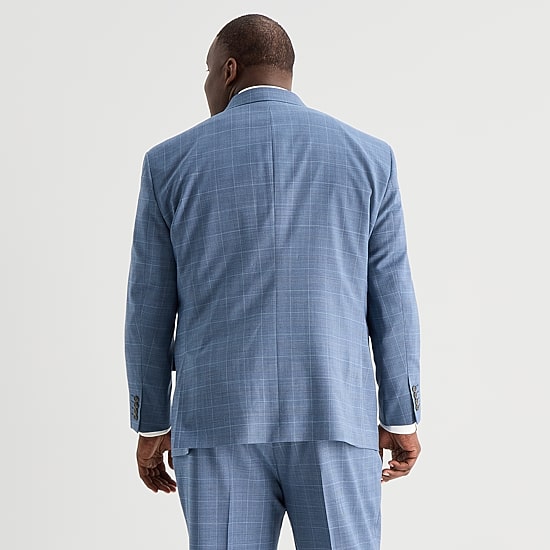 Stafford Coolmax All Season Ecomade Mens Big and Tall Regular Fit Plaid Suit Jacket
