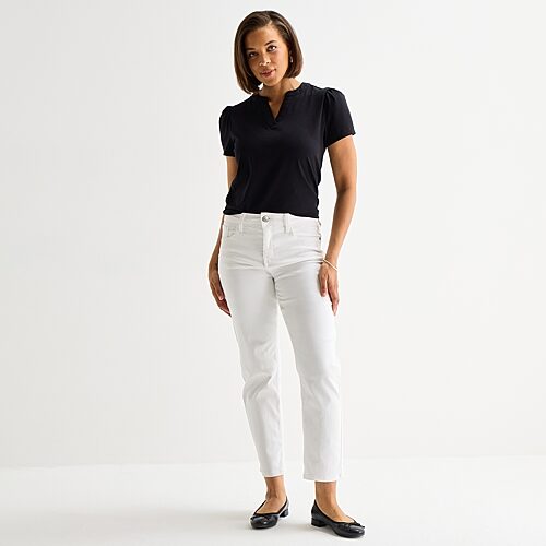 Liz Claiborne Lana Womens High Rise Cropped Jean In White