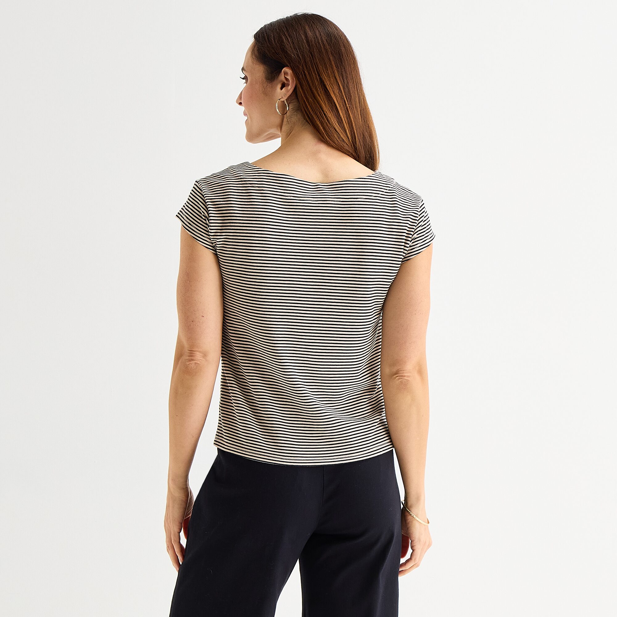 Liz Claiborne Womens Boat Neck Short Sleeve T-Shirt