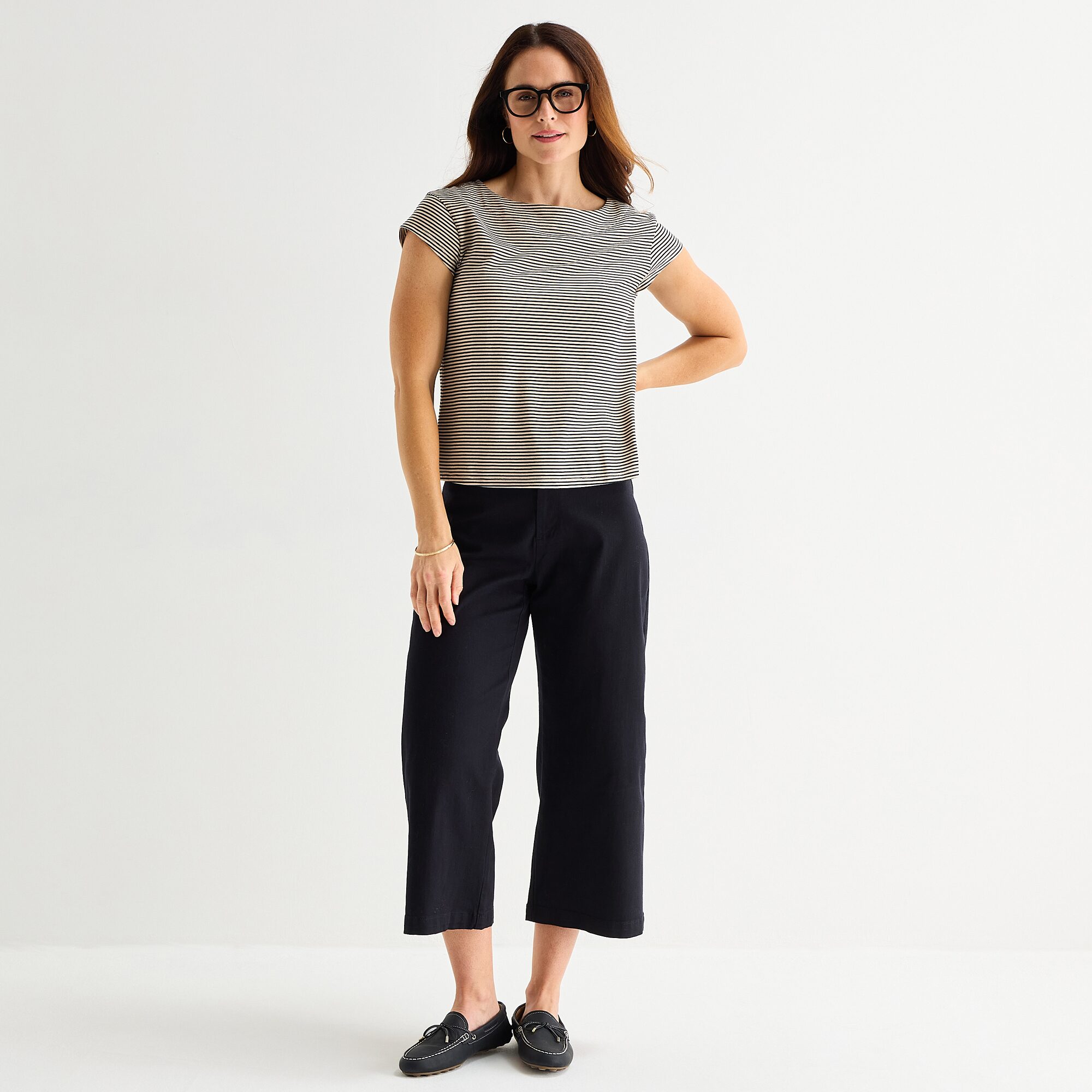Liz Claiborne Womens Boat Neck Short Sleeve T-Shirt