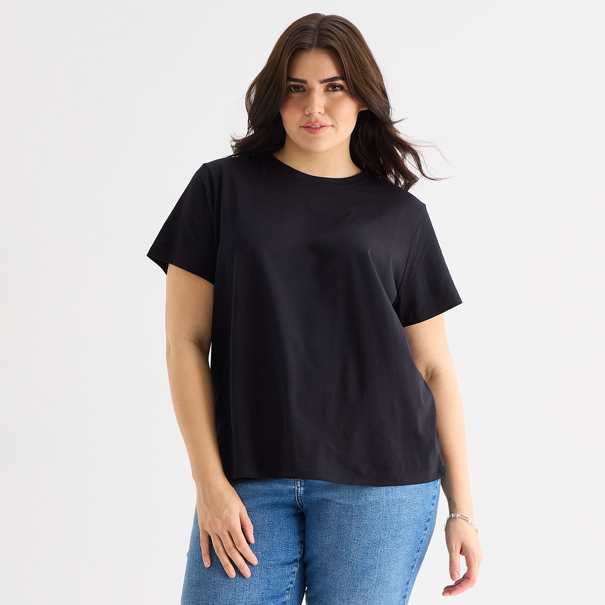a.n.a Womens Plus Crew Neck Short Sleeve T-Shirt