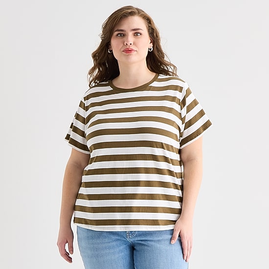 A.N.A Womens Plus Crew Neck Short Sleeve T-Shirt