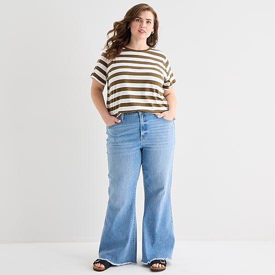 A.N.A Womens Plus Crew Neck Short Sleeve T-Shirt