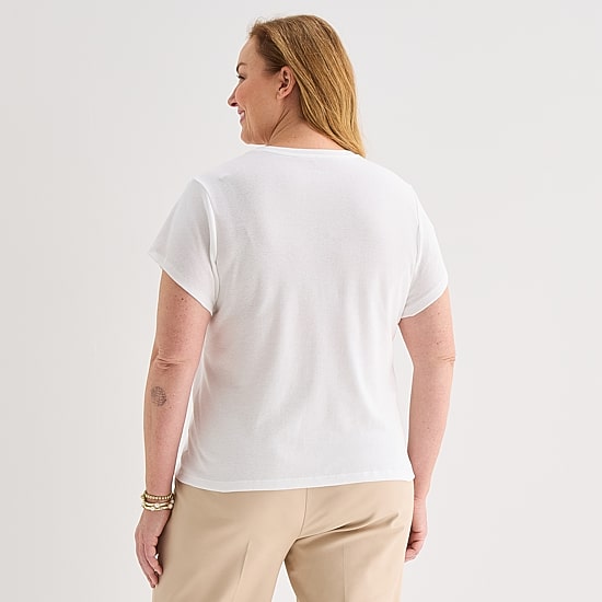 Liz Claiborne Womens Plus V Neck Short Sleeve T-Shirt