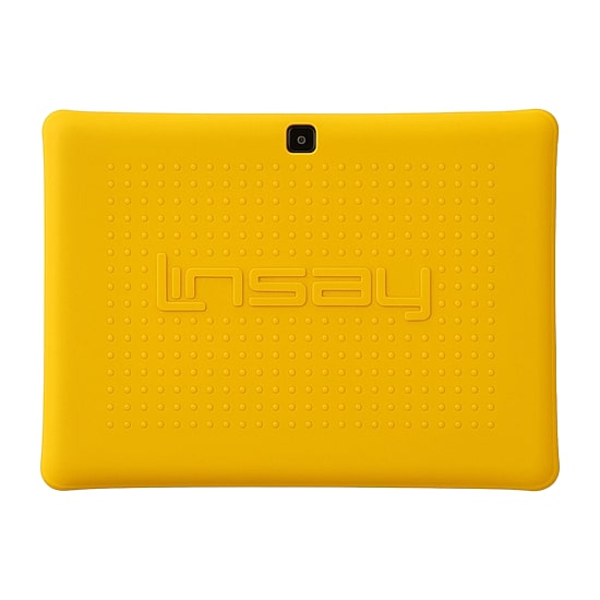 LINSAY® 10.1 Octa Core 128Gb Android 15 Tablet Kids Yellow Back Case