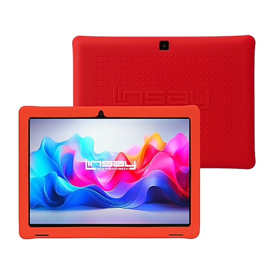 LINSAY® 10.1 Octa Core 128Gb Android 15 Tablet Kids Red