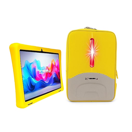 LINSAY® 10.1 Octa Core 128Gb Android 15 Tablet Kids Yellow Led