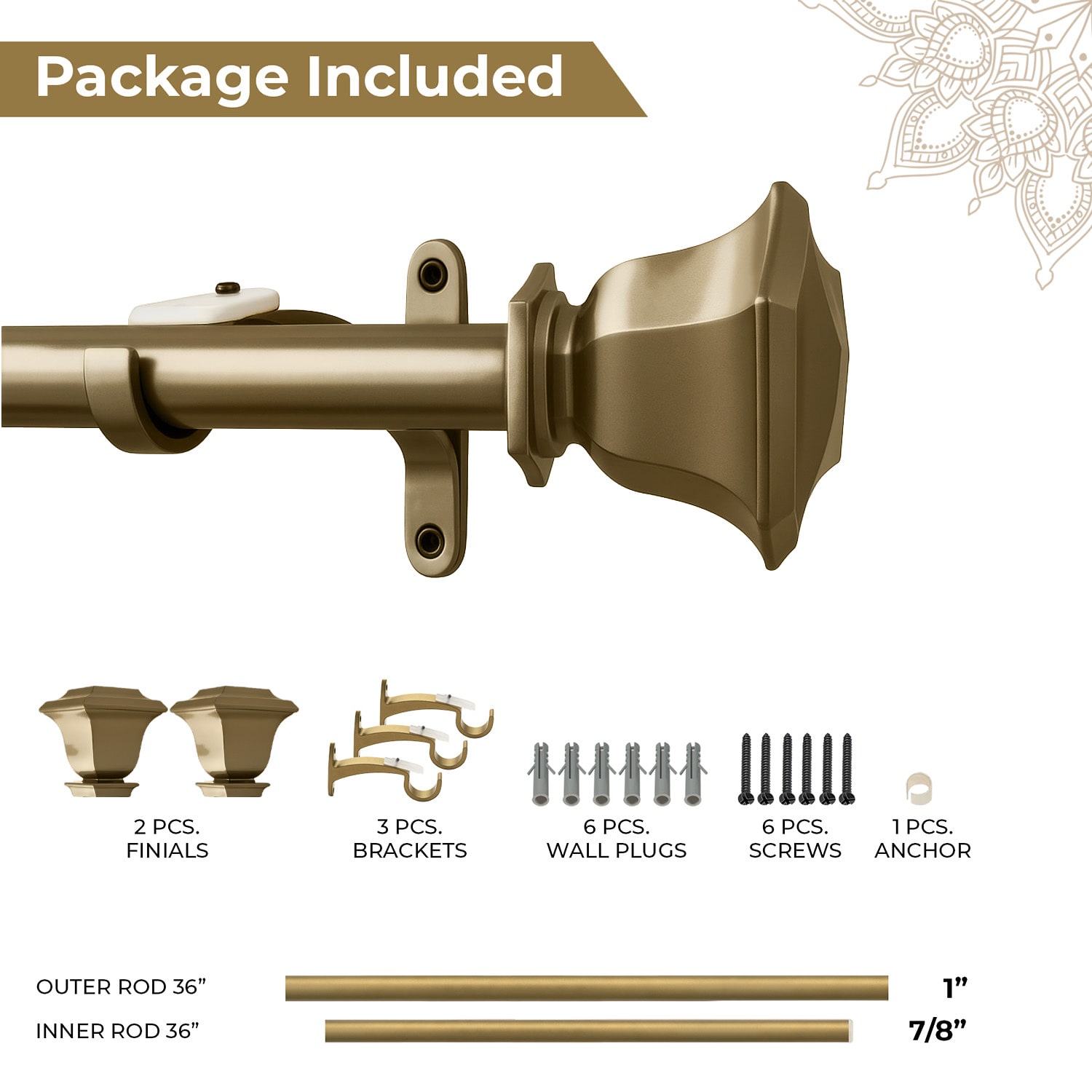 Deco Window Soft Gold Program 1 IN Curtain Rod