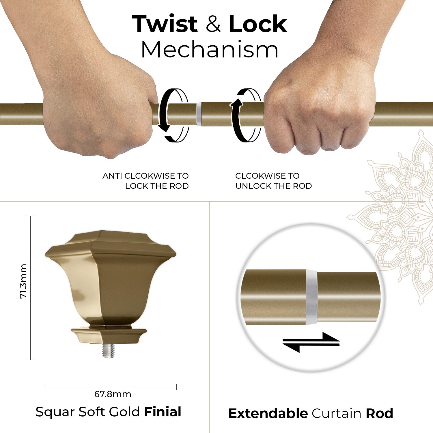Deco Window Soft Gold Program 1 IN Curtain Rod