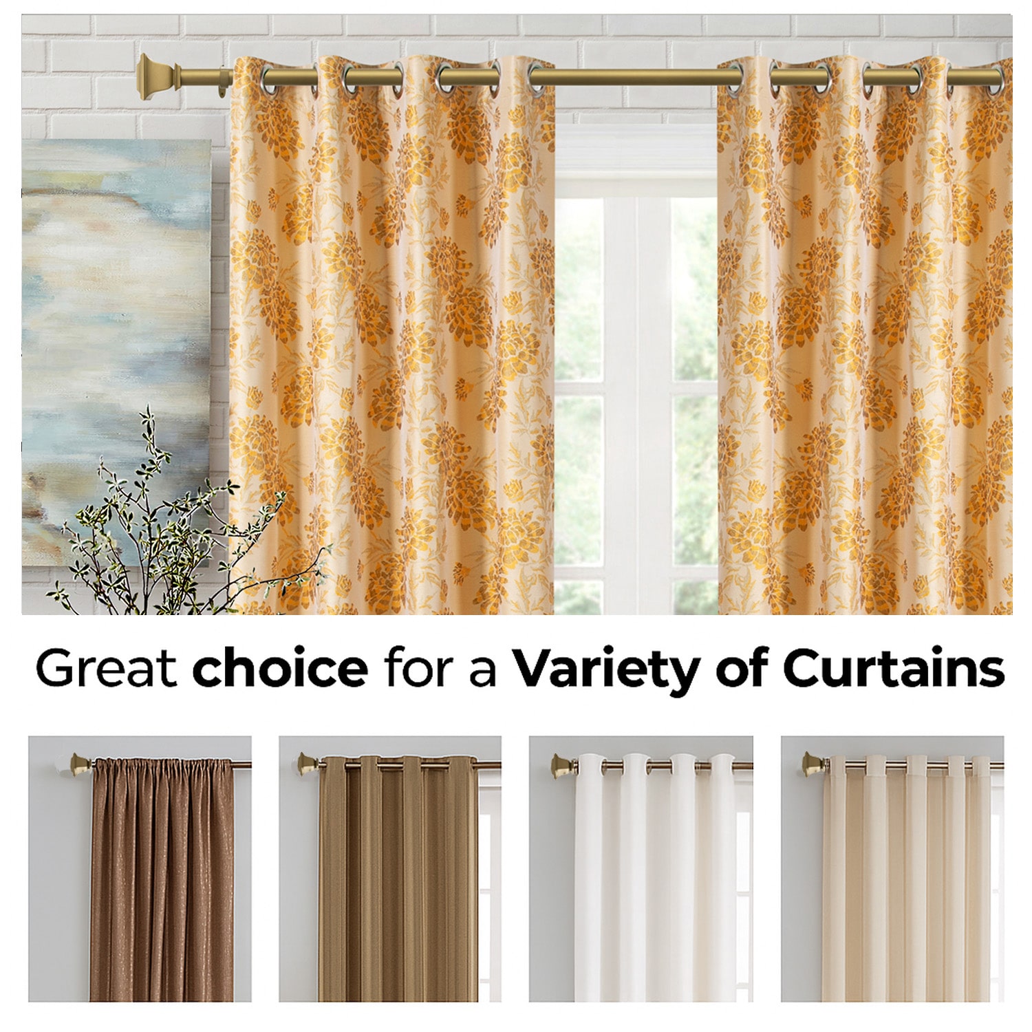 Deco Window Soft Gold Program 1 IN Curtain Rod