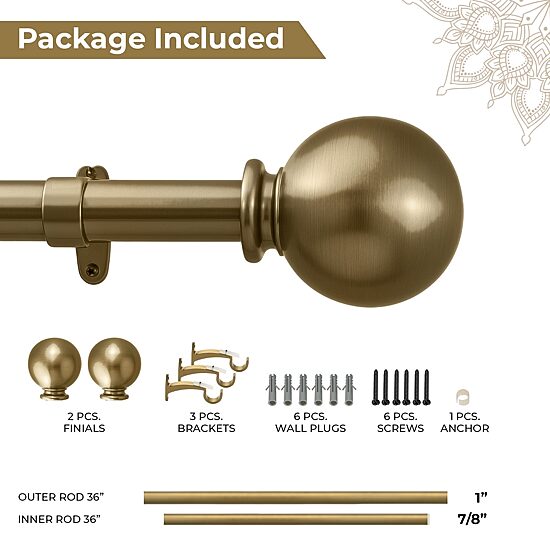 Deco Window Soft Gold Program 1 IN Curtain Rod
