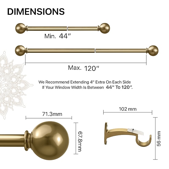 Deco Window Soft Gold Program 1 IN Curtain Rod