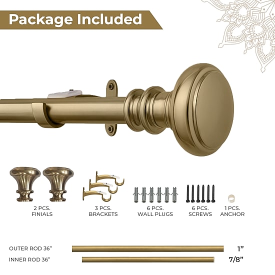 Deco Window Soft Gold Program 1 IN Curtain Rod