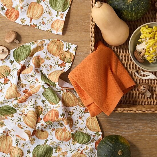 Martha Stewart Autumn Harvest Pumpkins 3-pc. Kitchen Towel Set