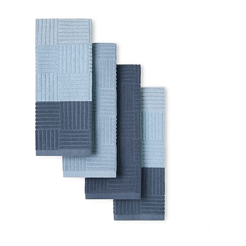 Town & Country Living Basics Basketweave Kitchen Towel, Set of 4 - Blue