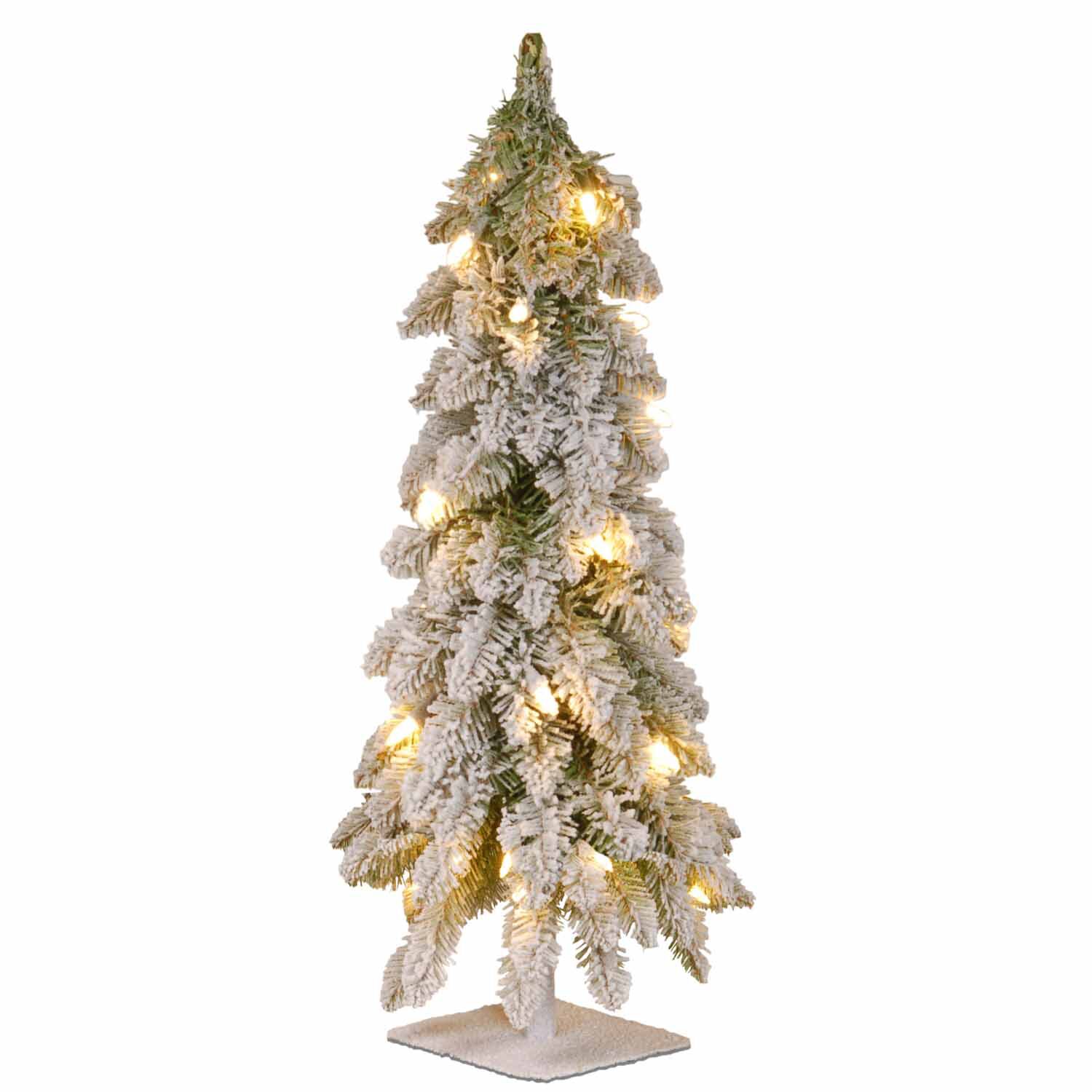 National Tree Co. Snowy Downswept 2 Foot Pre-Lit Flocked Christmas Tree