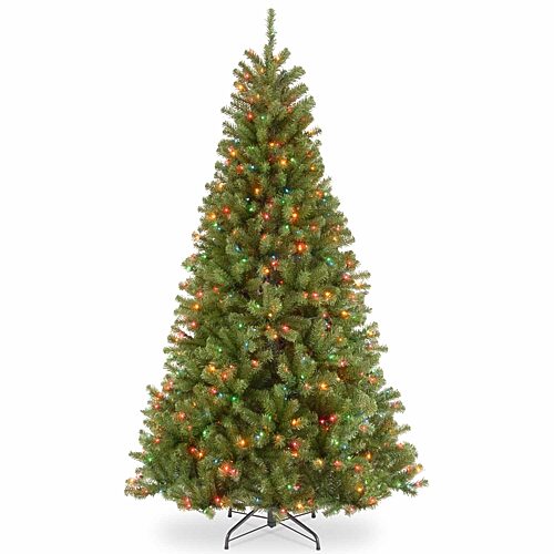National Tree Co . North Valley Spruce Hinged 7 1/2 Foot Pre-lit Spruce Christmas Tree In Green