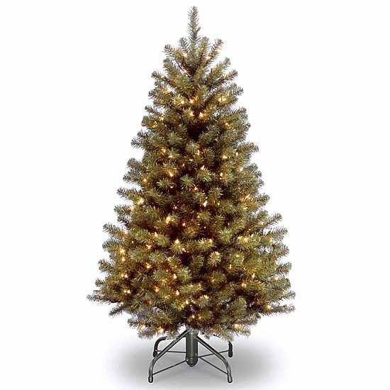 National Tree Co. North Valley Spruce Hinged 4 1/2 Foot Pre-Lit Spruce Christmas Tree